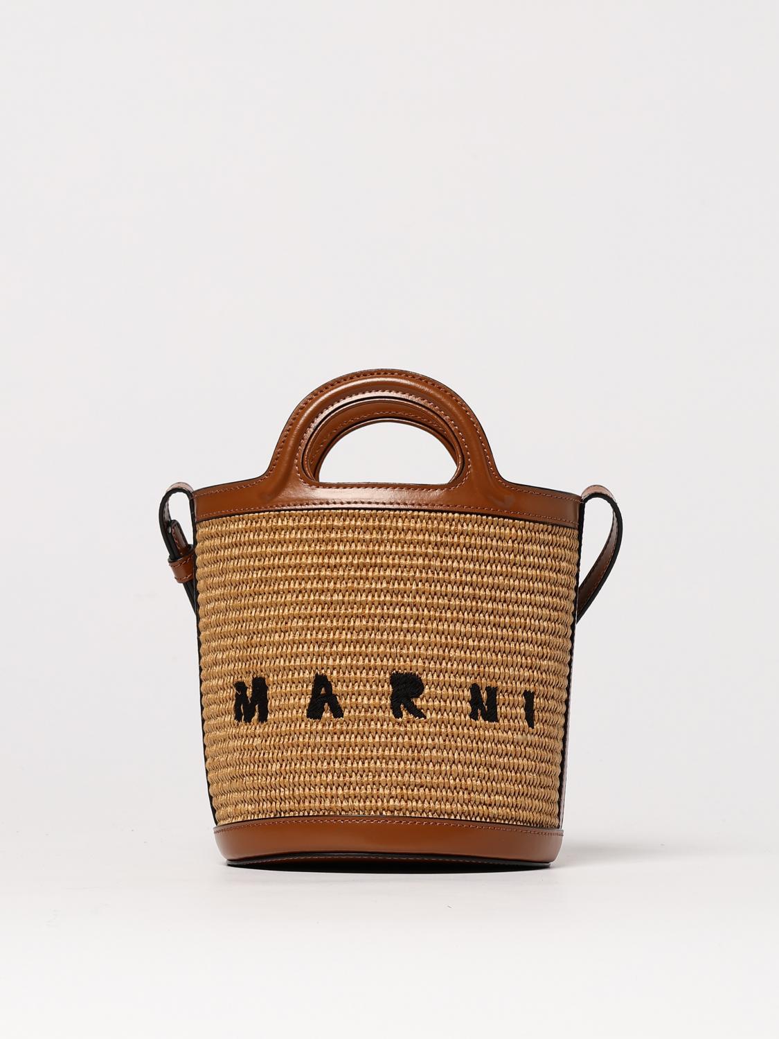 MARNI BORSA MINI: Borsa a mano Tropicalia a secchiello Marni, Naturale - Img 1