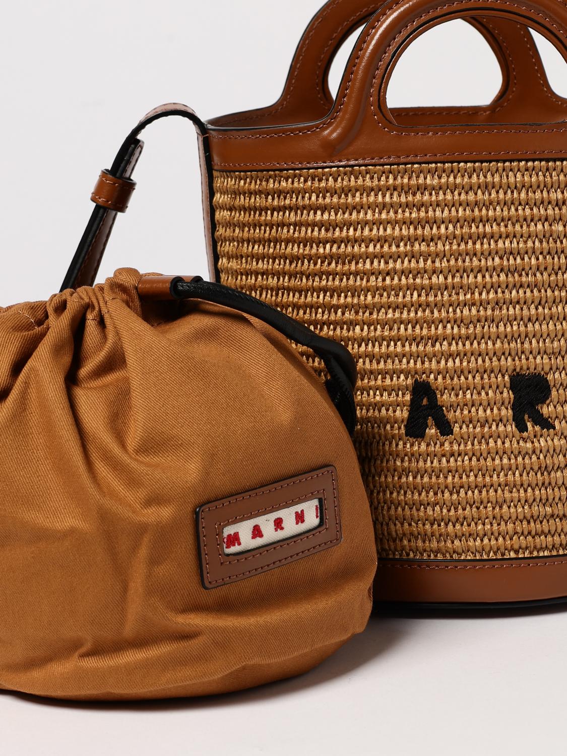 MARNI BORSA MINI: Borsa a mano Tropicalia a secchiello Marni, Naturale - Img 4