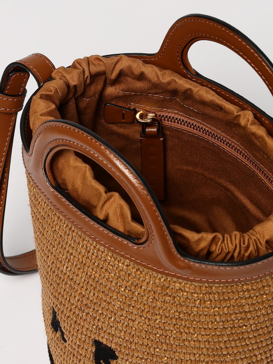 MARNI BORSA MINI: Borsa a mano Tropicalia a secchiello Marni, Naturale - Img 5