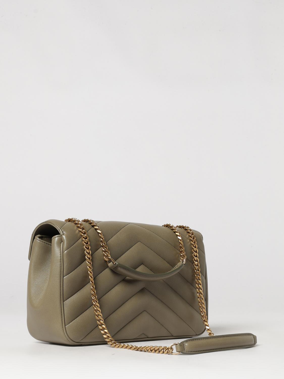 SAINT LAURENT BORSA A SPALLA: Borsa LouLou Saint Laurent in nappa trapuntata chevron , Verde - Img 2