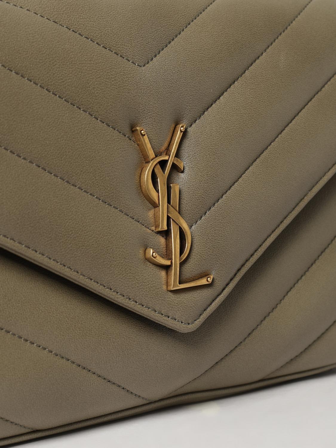 SAINT LAURENT BORSA A SPALLA: Borsa LouLou Saint Laurent in nappa trapuntata chevron , Verde - Img 3