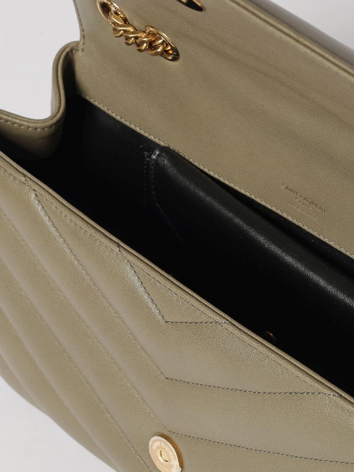 SAINT LAURENT BORSA A SPALLA: Borsa LouLou Saint Laurent in nappa trapuntata chevron , Verde - Img 4