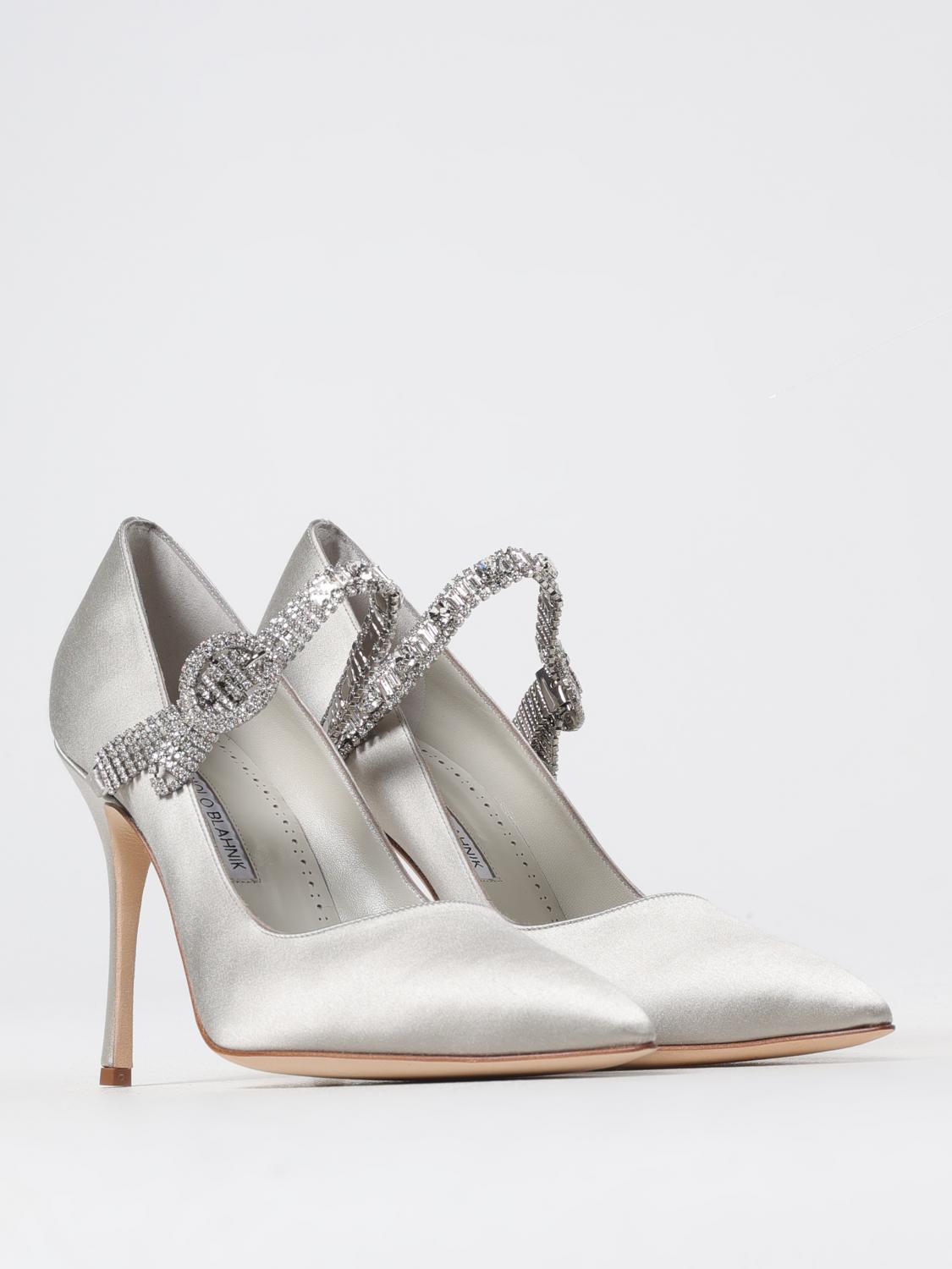MANOLO BLAHNIK DÉCOLLETÉ: Décolleté Hamedi Manolo Blahnik in raso con cinturino gioiello , Perla - Img 2