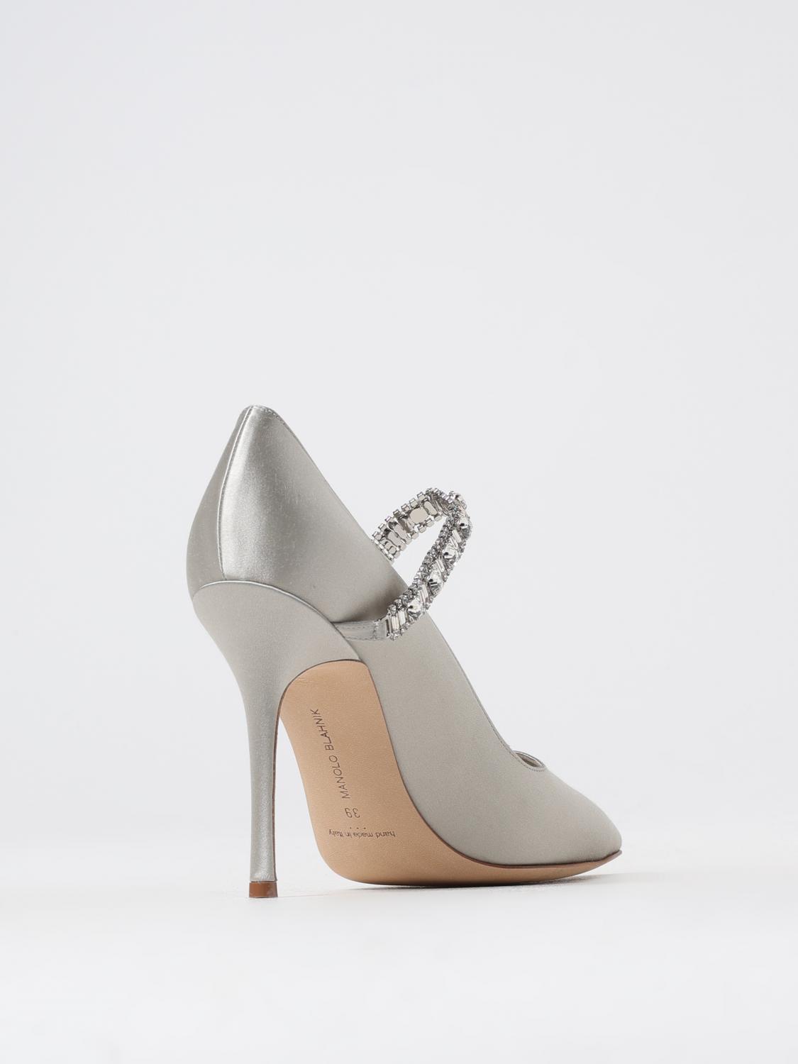 MANOLO BLAHNIK DÉCOLLETÉ: Décolleté Hamedi Manolo Blahnik in raso con cinturino gioiello , Perla - Img 3