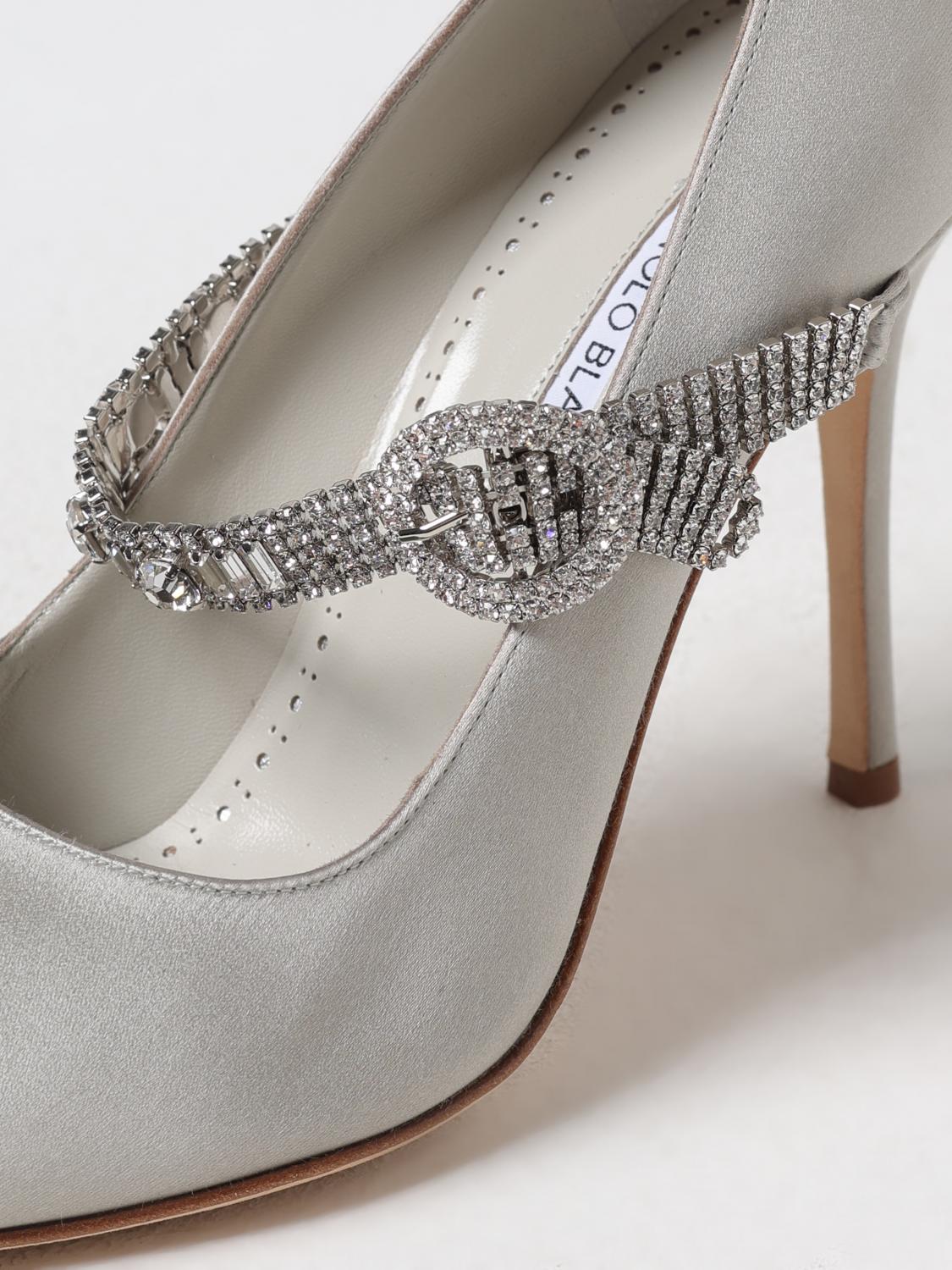 MANOLO BLAHNIK DÉCOLLETÉ: Décolleté Hamedi Manolo Blahnik in raso con cinturino gioiello , Perla - Img 4