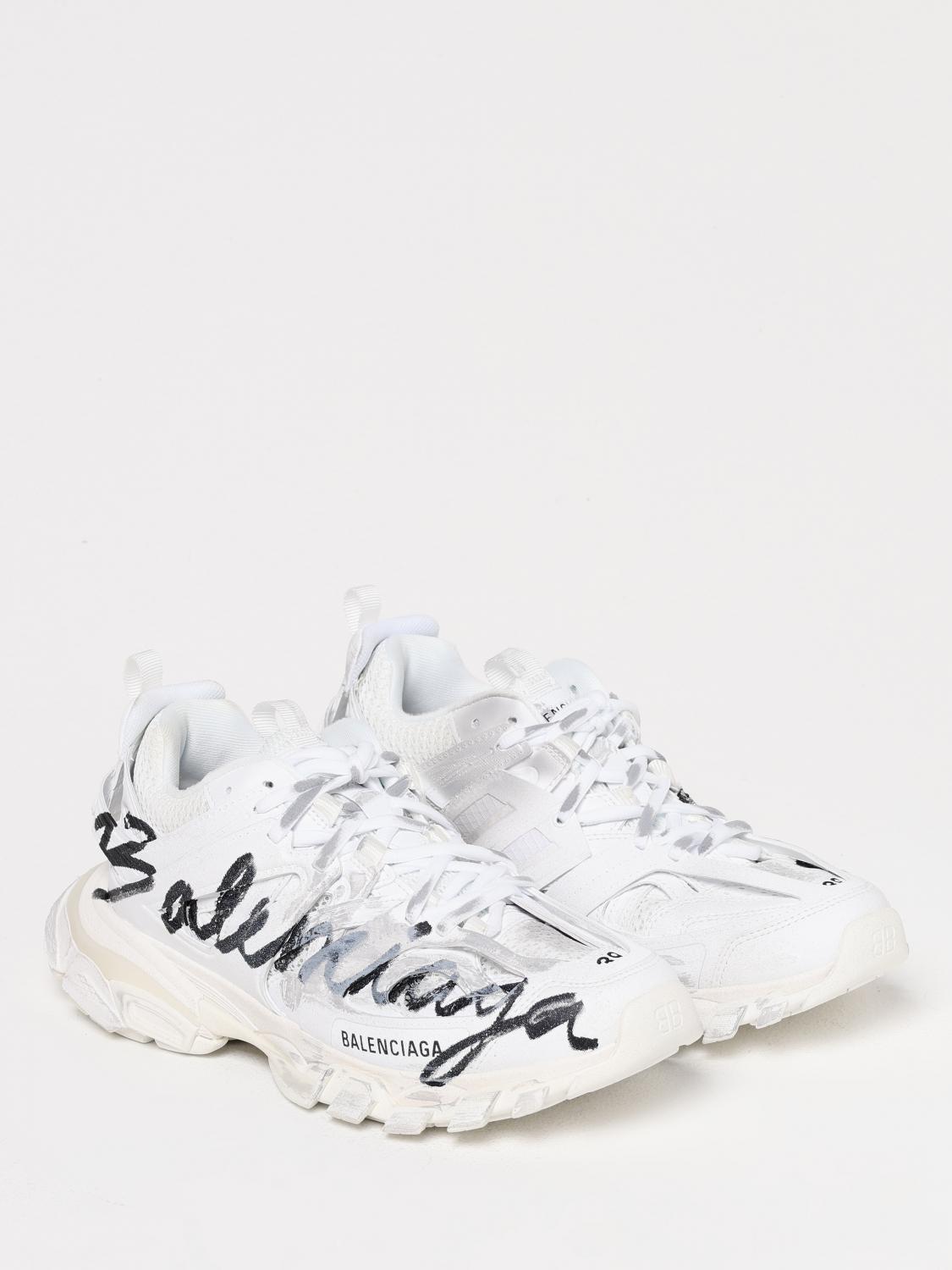 BALENCIAGA SNEAKERS: Sneakers Track Signature Balenciaga in mesh e pelle sintetica , Bianco - Img 2