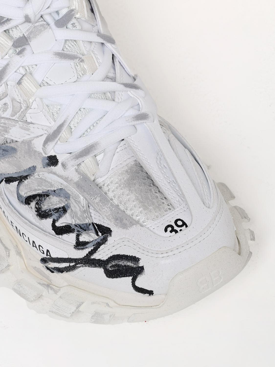 BALENCIAGA SNEAKERS: Sneakers Track Signature Balenciaga in mesh e pelle sintetica , Bianco - Img 4