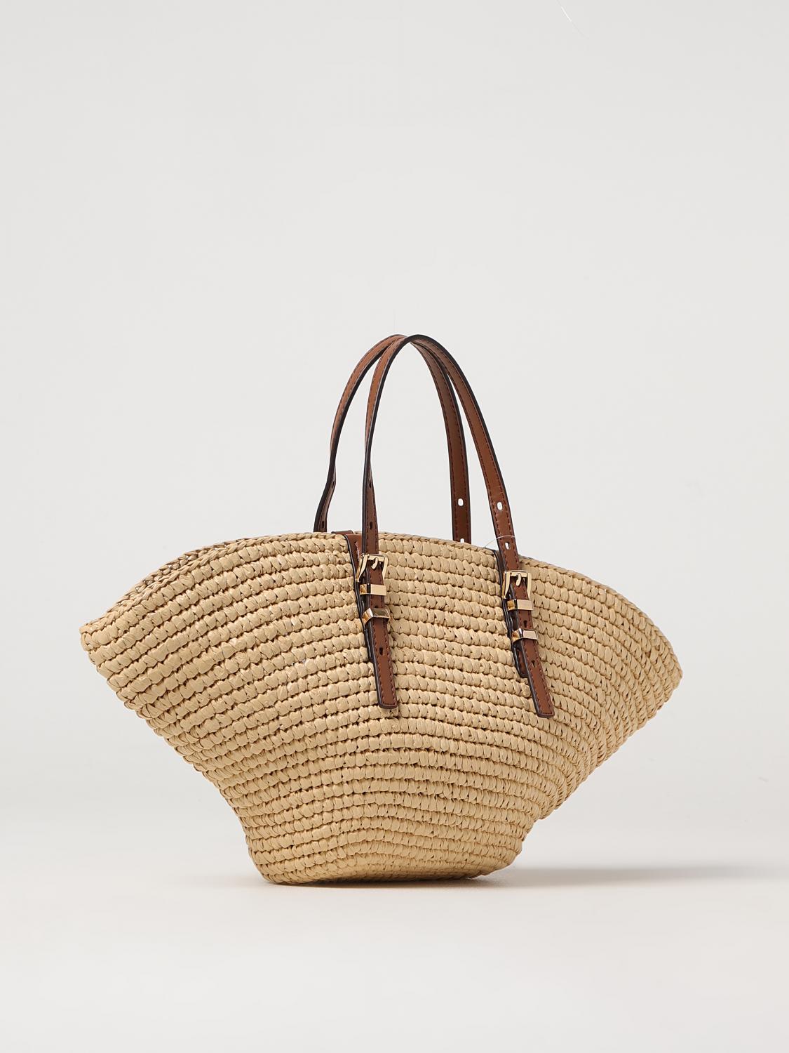 MICHAEL KORS BORSA TOTE: Borsa tote Isa piccola in paglia lavorata a mano Michael Kors, Beige - Img 2