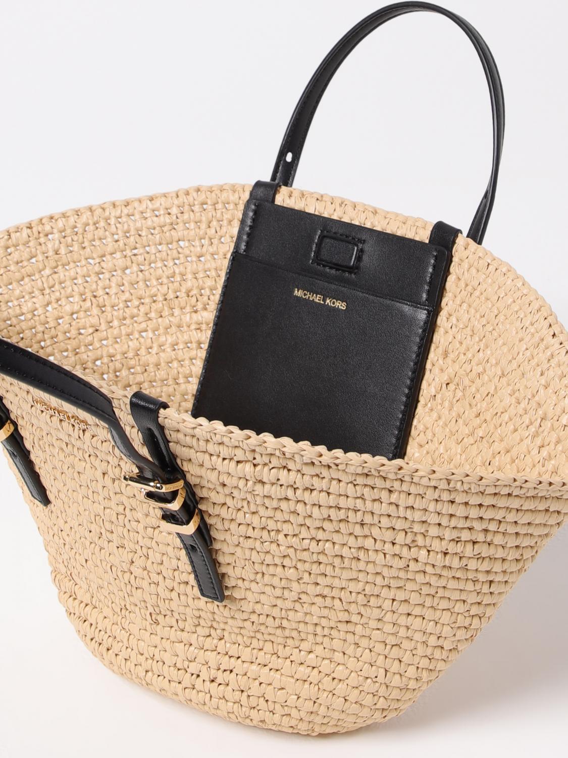 MICHAEL KORS BORSA TOTE: Borsa tote Isa piccola in paglia lavorata a mano Michael Kors, Naturale - Img 3
