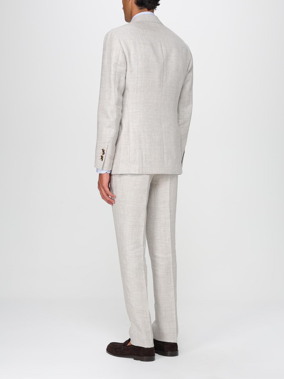 BRUNELLO CUCINELLI ABITO: Abito monopetto Brunello Cucinelli in misto lino, Beige - Img 3