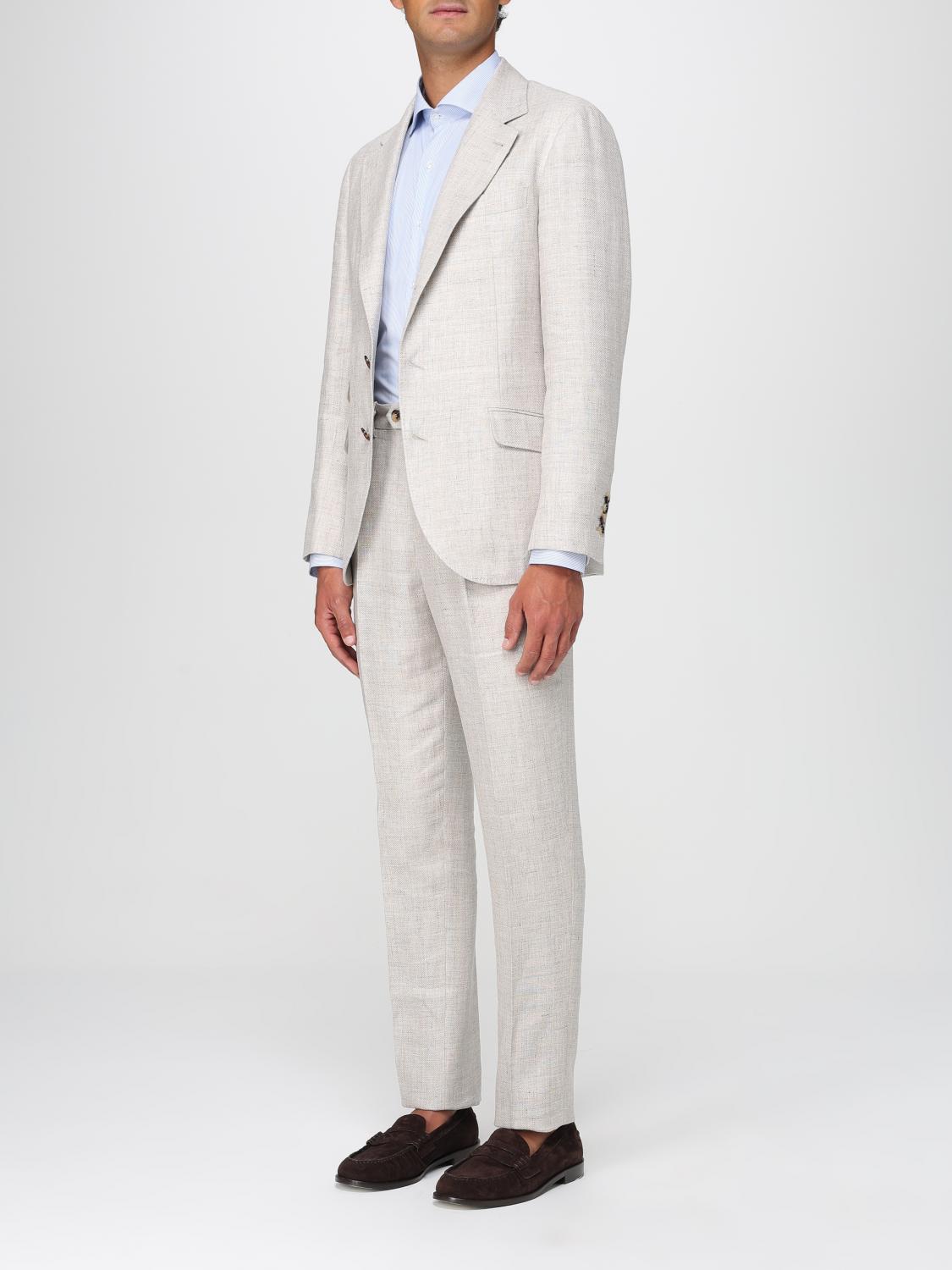 BRUNELLO CUCINELLI ABITO: Abito monopetto Brunello Cucinelli in misto lino, Beige - Img 4