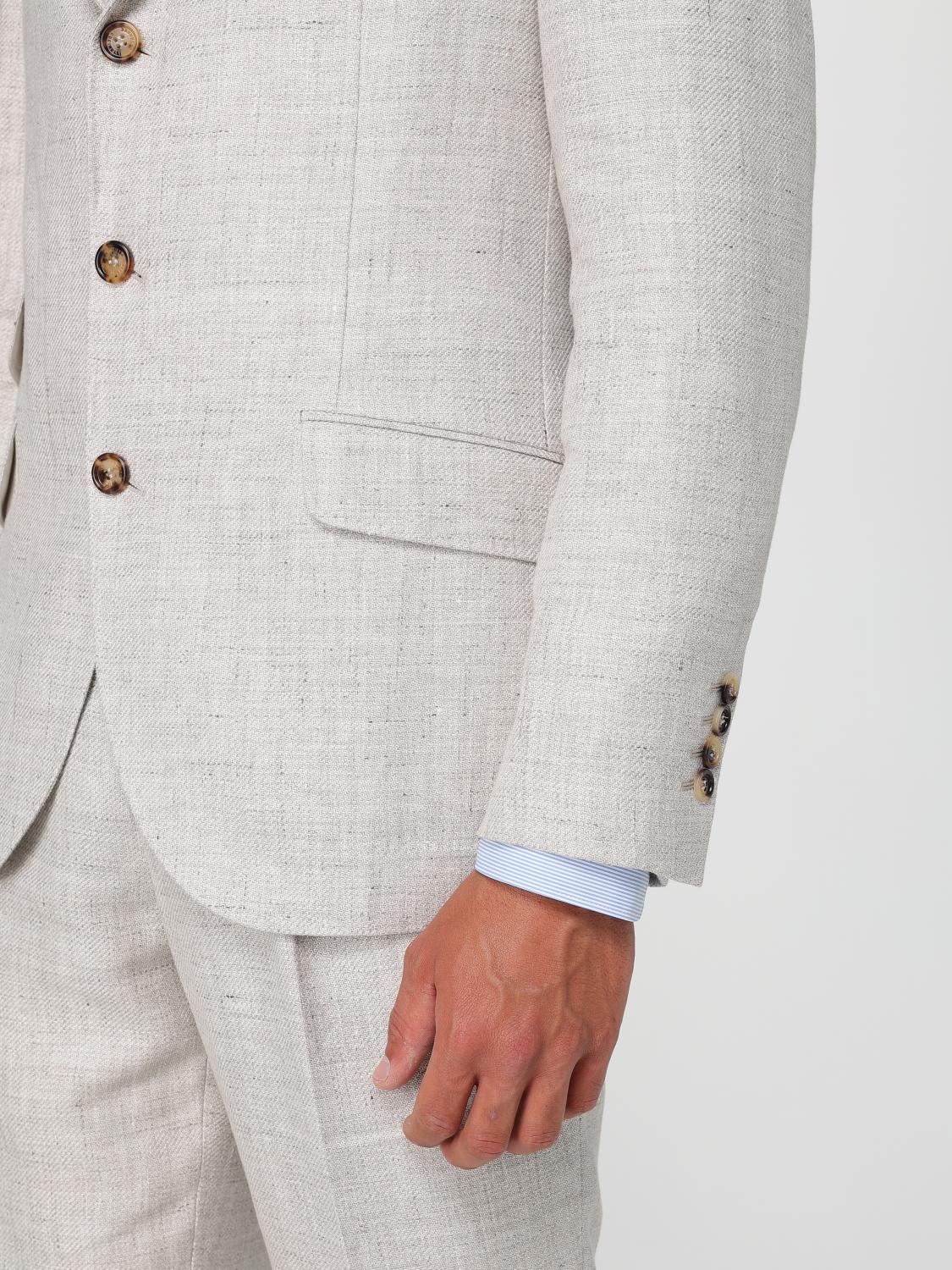 BRUNELLO CUCINELLI ABITO: Abito monopetto Brunello Cucinelli in misto lino, Beige - Img 5