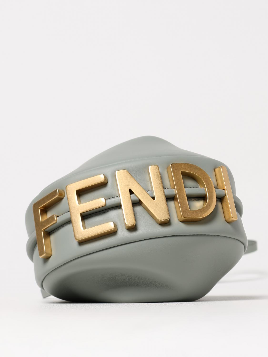 FENDI BORSA MINI: Borsa Fendigraphy Mini Fendi in pelle , Celeste - Img 4