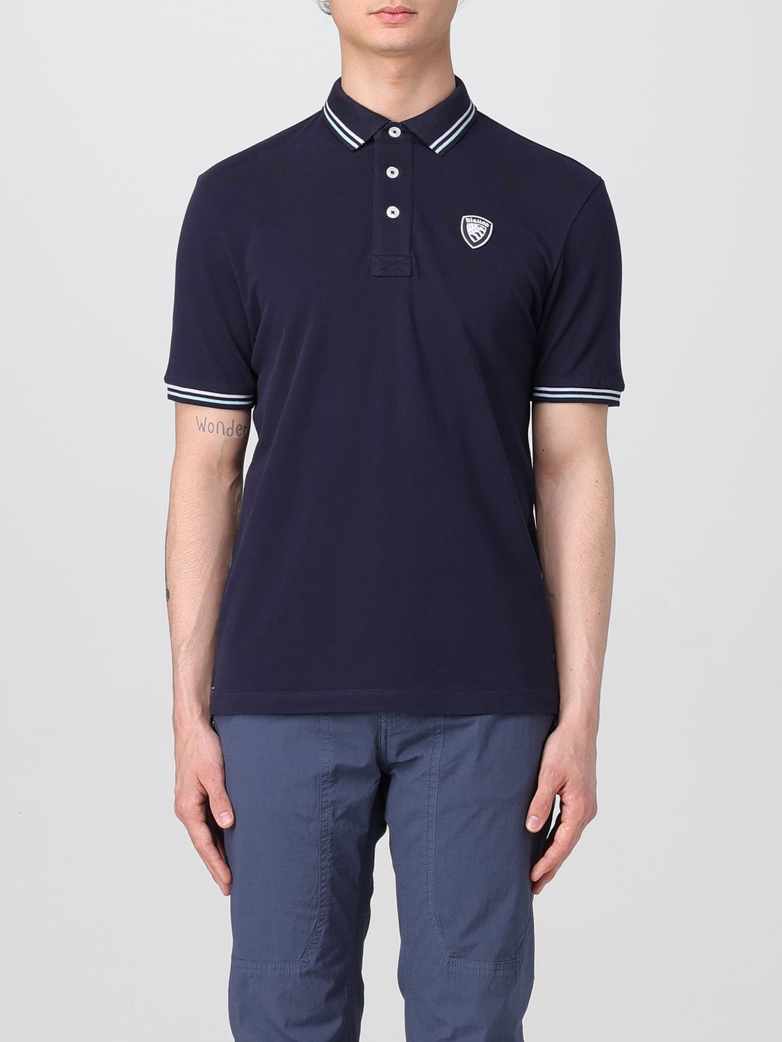 BLAUER POLO: Polo in cotone Blauer con logo, Blue - Img 1