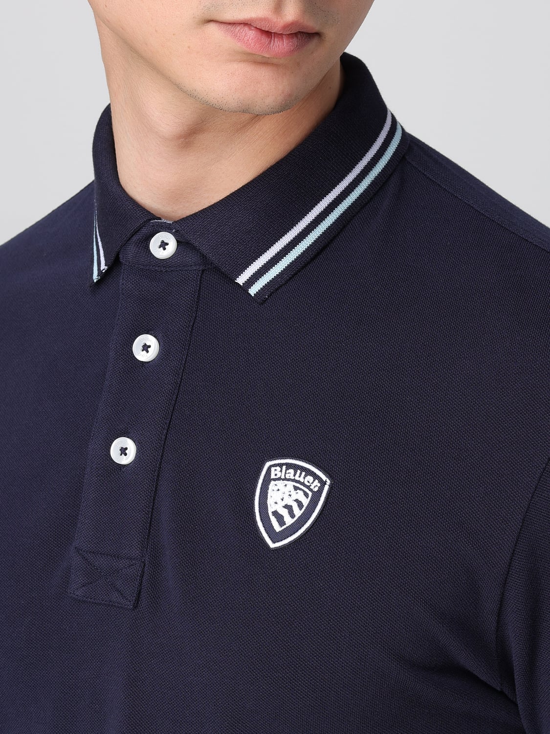 BLAUER POLO: Polo in cotone Blauer con logo, Blue - Img 3