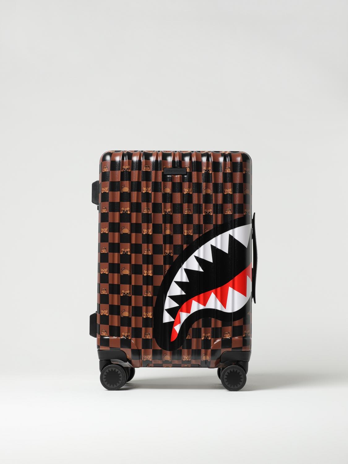 SPRAYGROUND VALIGIA: Valigia Peeking Character Check Carry On Luggage Sprayground, Marrone - Img 1