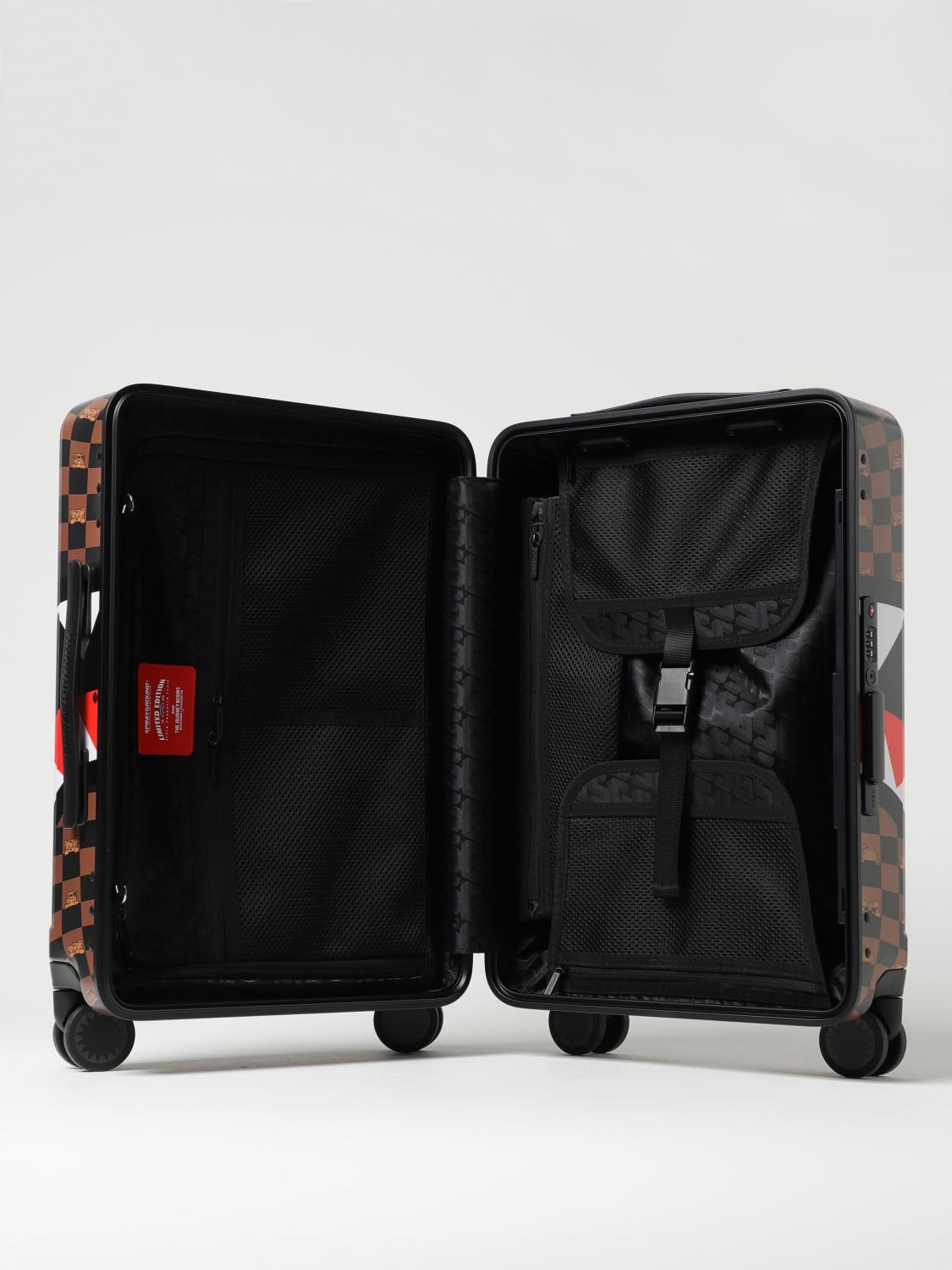 SPRAYGROUND VALIGIA: Valigia Peeking Character Check Carry On Luggage Sprayground, Marrone - Img 2
