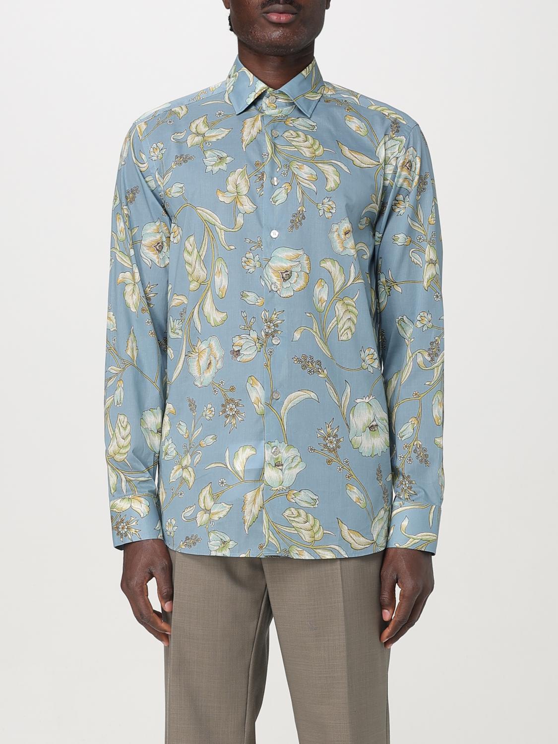 ETRO CAMICIA: Camicia Etro in cotone con stampa floreale , Azzurro - Img 1