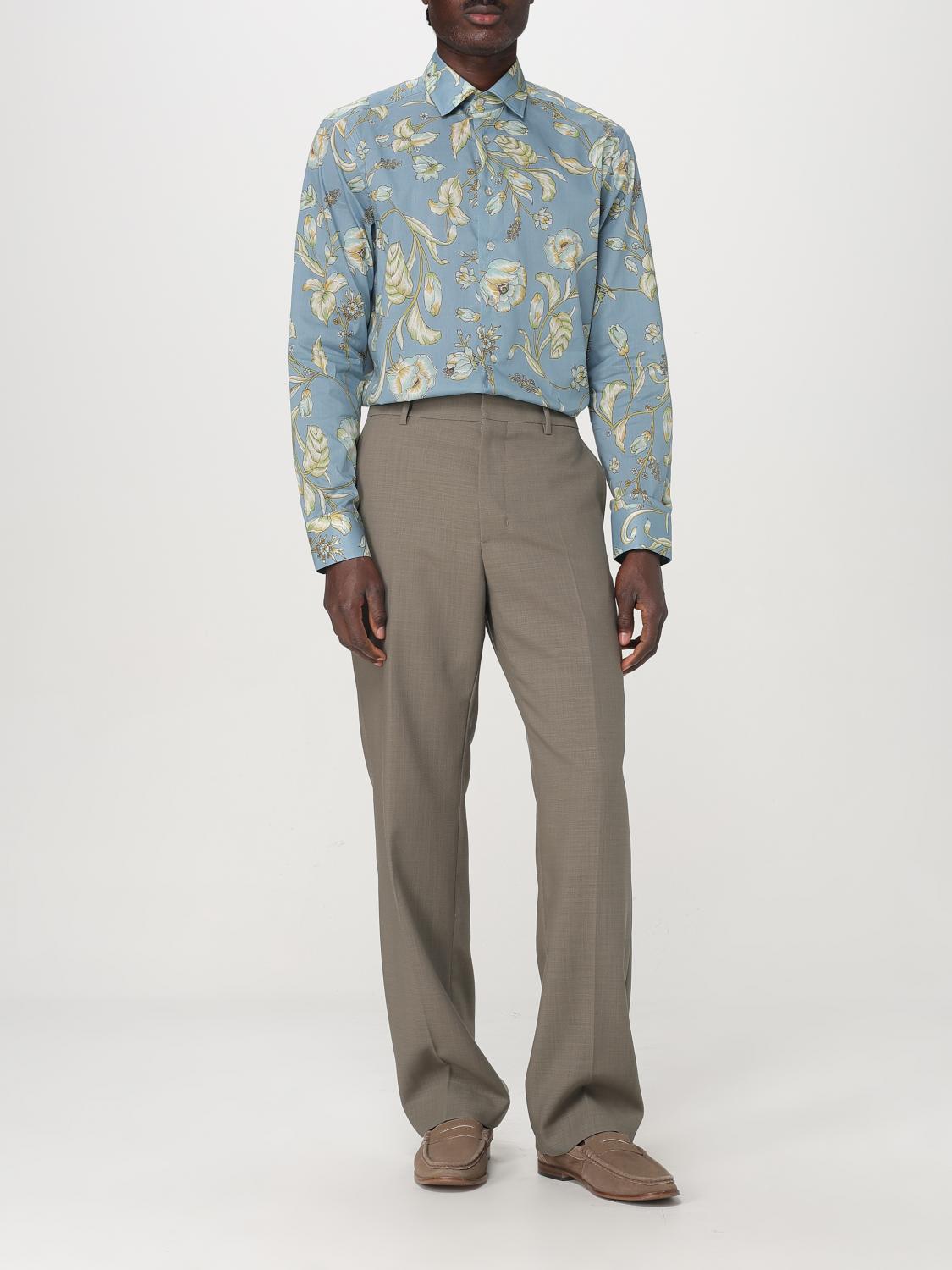 ETRO CAMICIA: Camicia Etro in cotone con stampa floreale , Azzurro - Img 2
