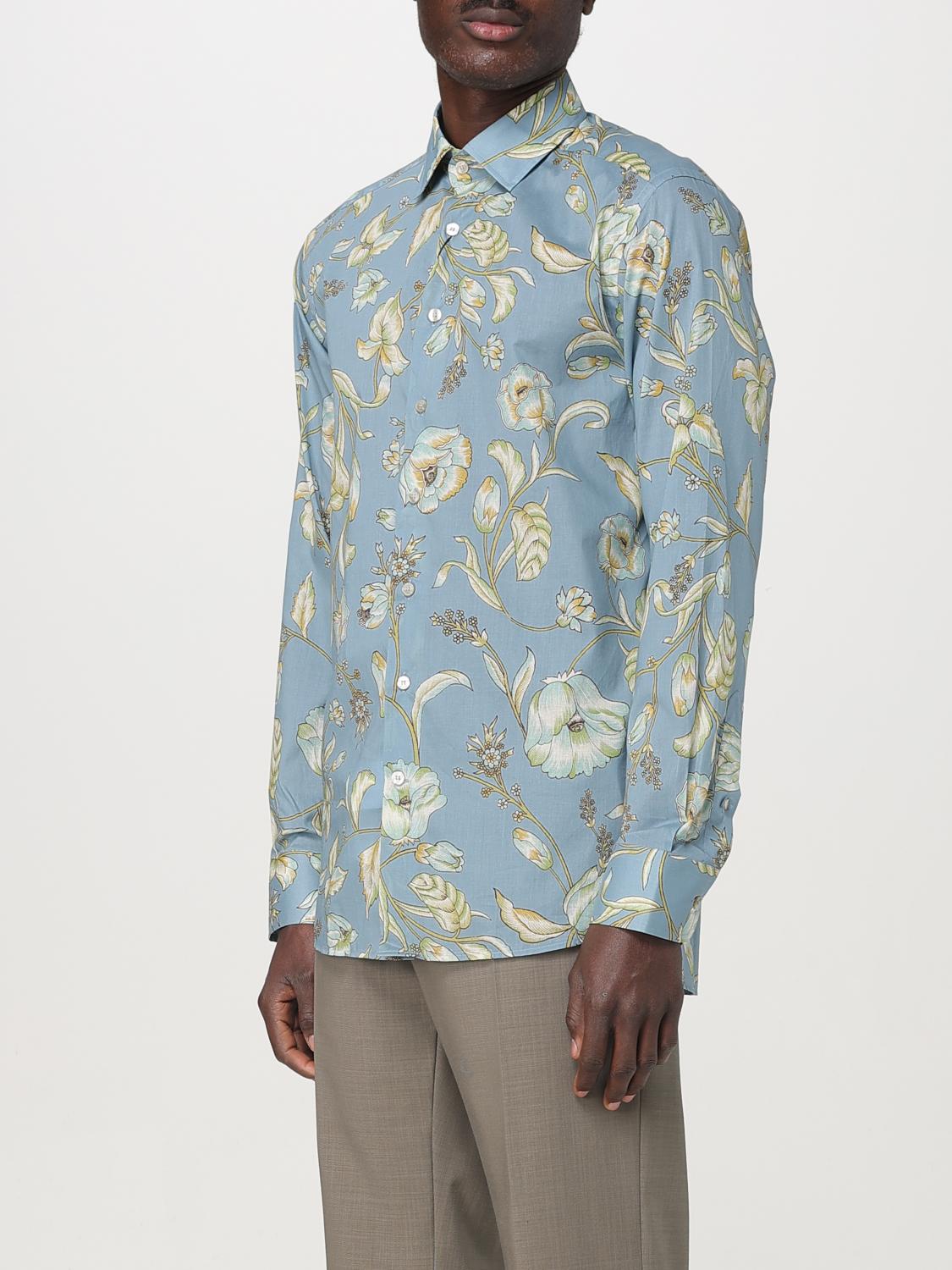 ETRO CAMICIA: Camicia Etro in cotone con stampa floreale , Azzurro - Img 4