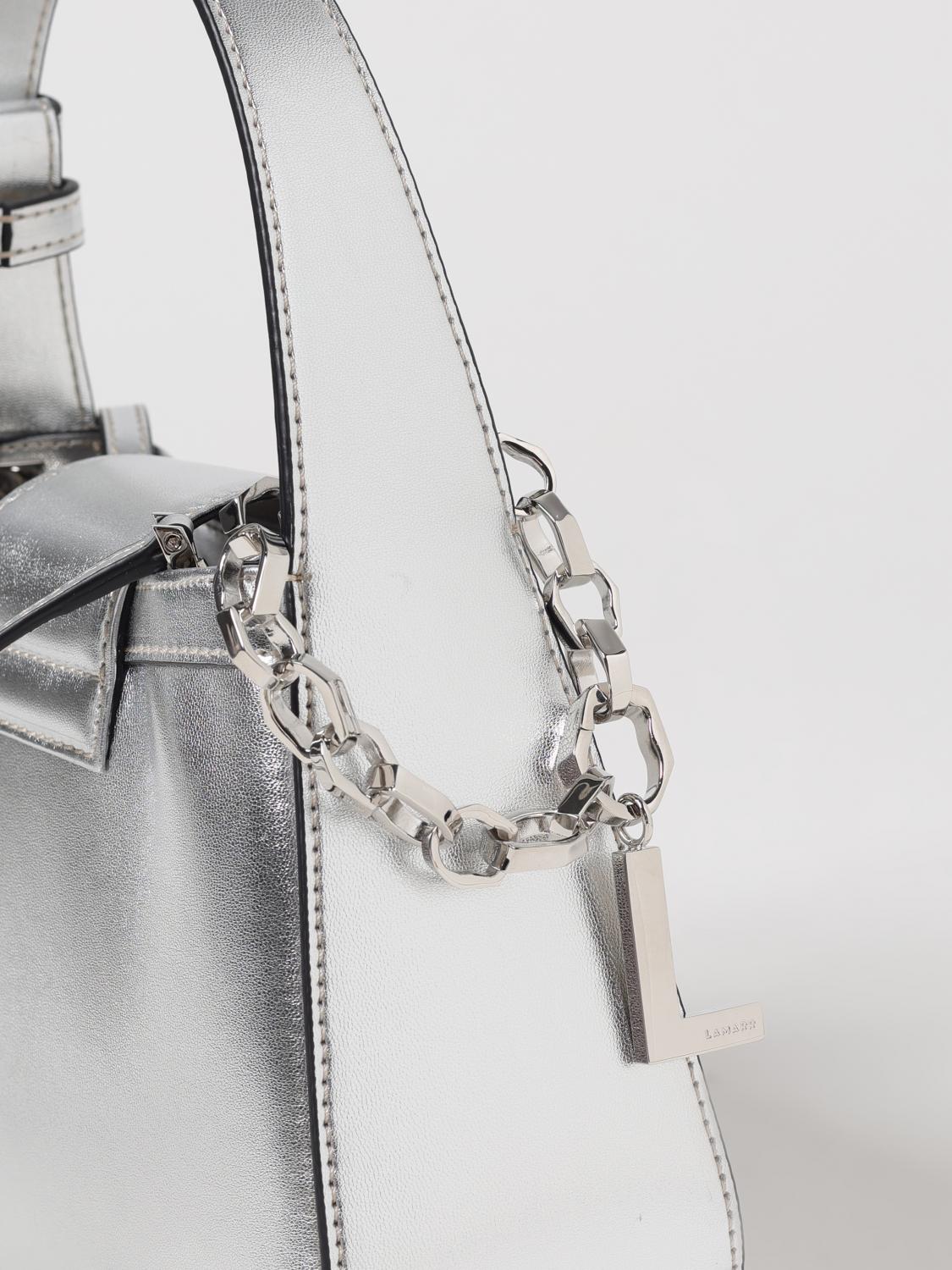 LAMARR BORSA A MANO: Borsa Teano in ecopelle buccia d'arancia Lamarr, Argento - Img 3