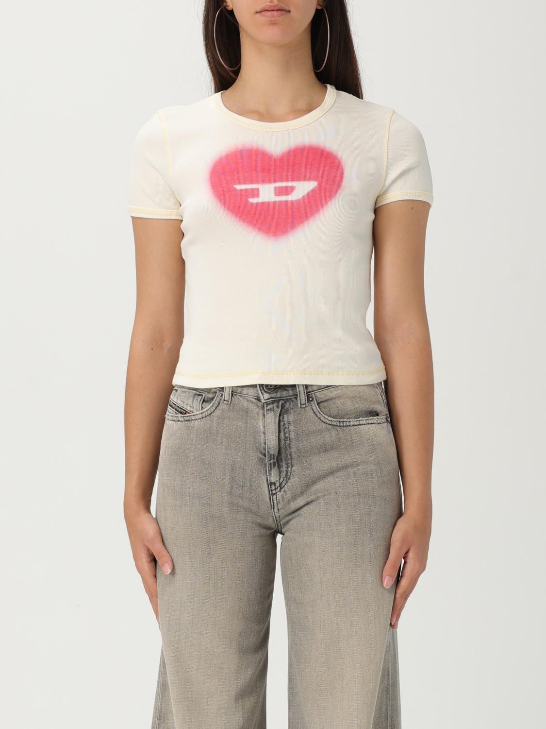 Tシャツ・カットソー DIESEL Woman T-Shirt Ivory A128360SQAD 1AM DIESEL: T-shirt woman - Ivory | Diesel t-shirt A128360SQAD