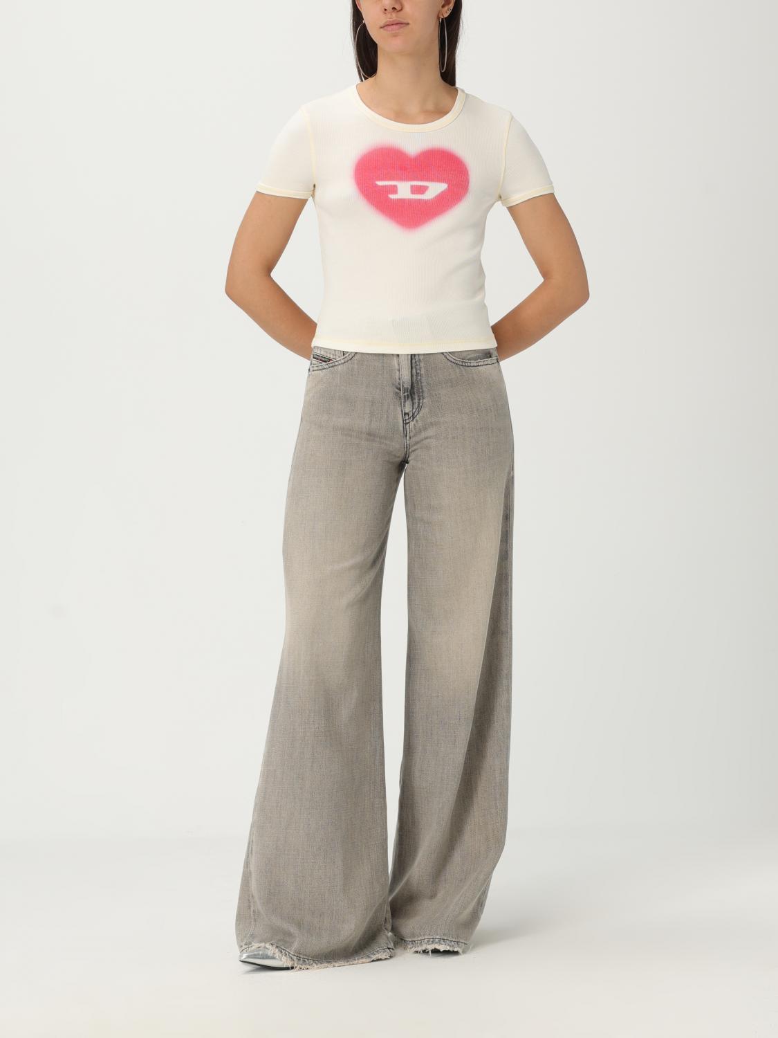 Tシャツ・カットソー DIESEL Woman T-Shirt Ivory A128360SQAD 1AM DIESEL: T-shirt woman - Ivory | Diesel t-shirt A128360SQAD