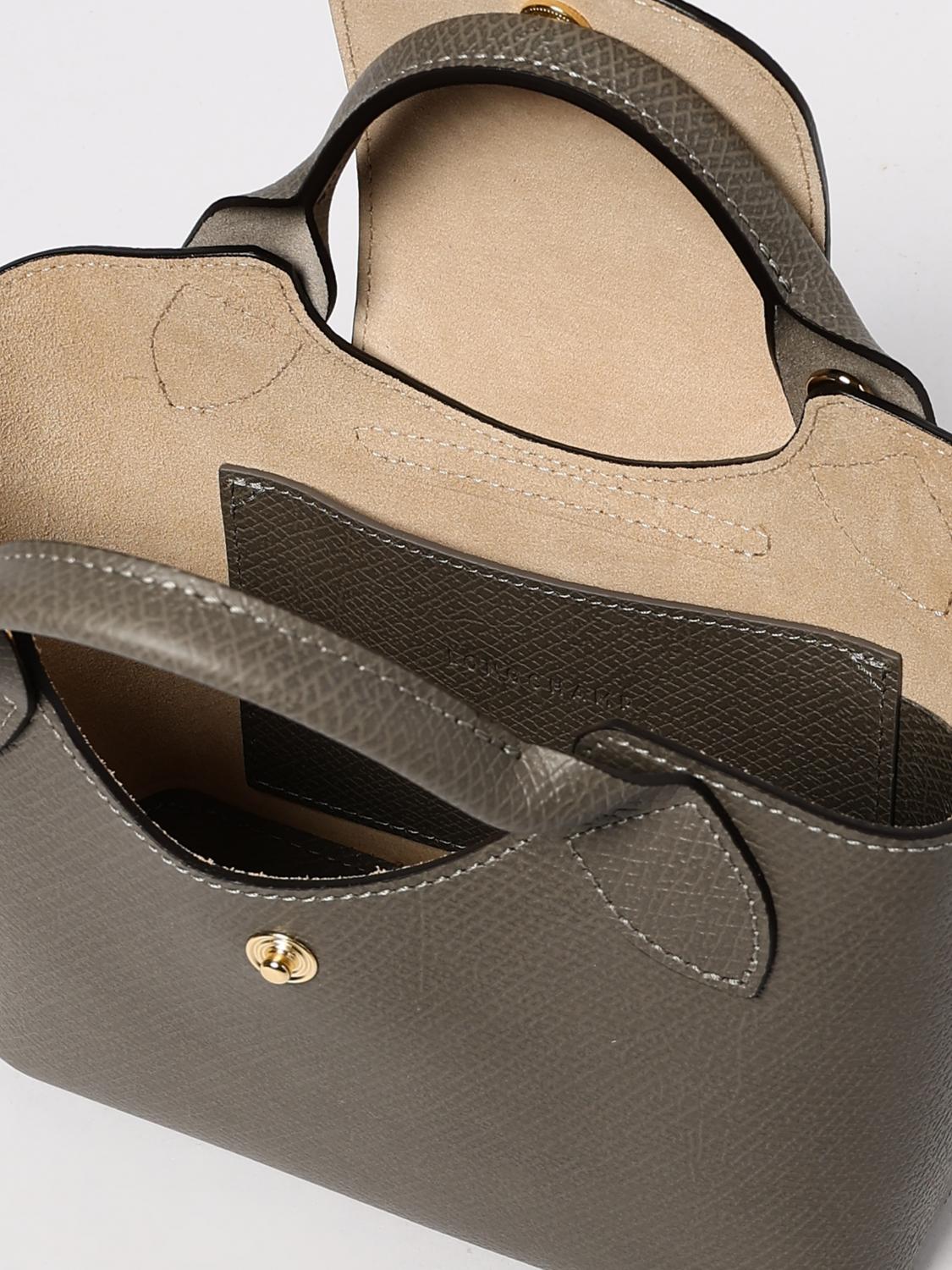 LONGCHAMP BORSA MINI: Borsa Shopping Bag XS Épure Longchamp in pelle a grana , Tortora - Img 3