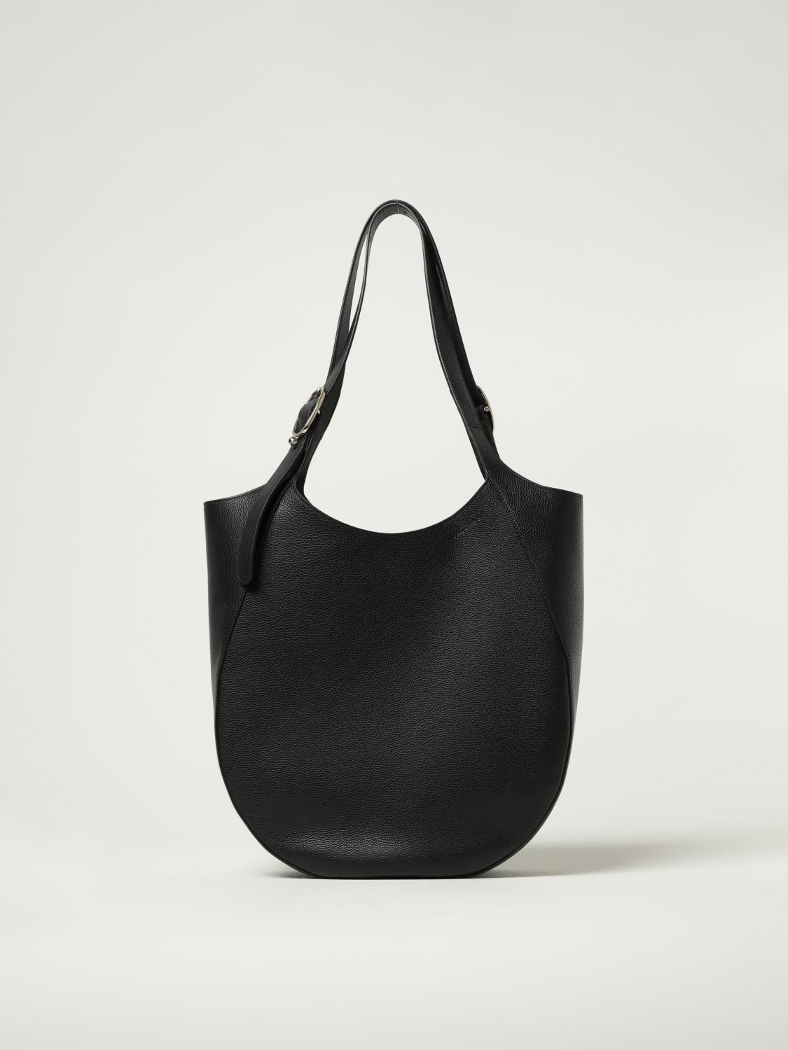 LONGCHAMP BORSA A SPALLA: Borsa Shopping bag XL Le Foulonné Longchamp in pelle a grana , Nero - Img 1