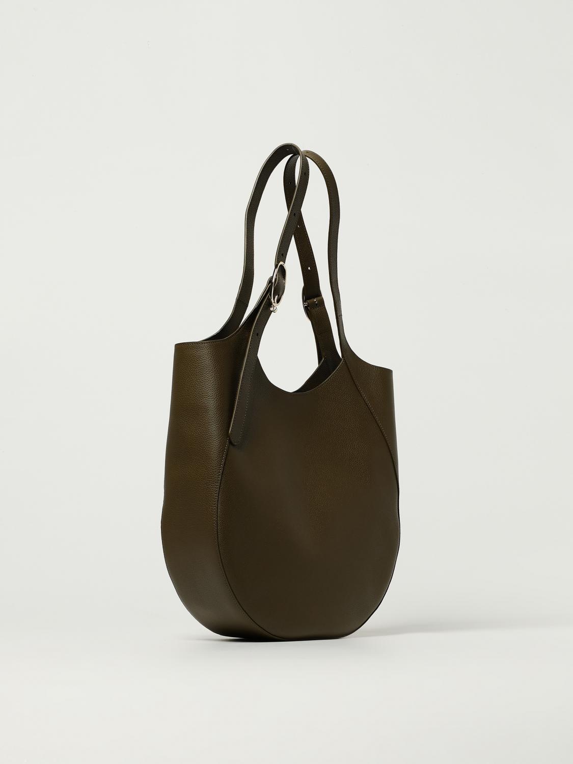 LONGCHAMP BORSA A SPALLA: Borsa Shopping bag XL Le Foulonné Longchamp in pelle a grana , Verde - Img 2