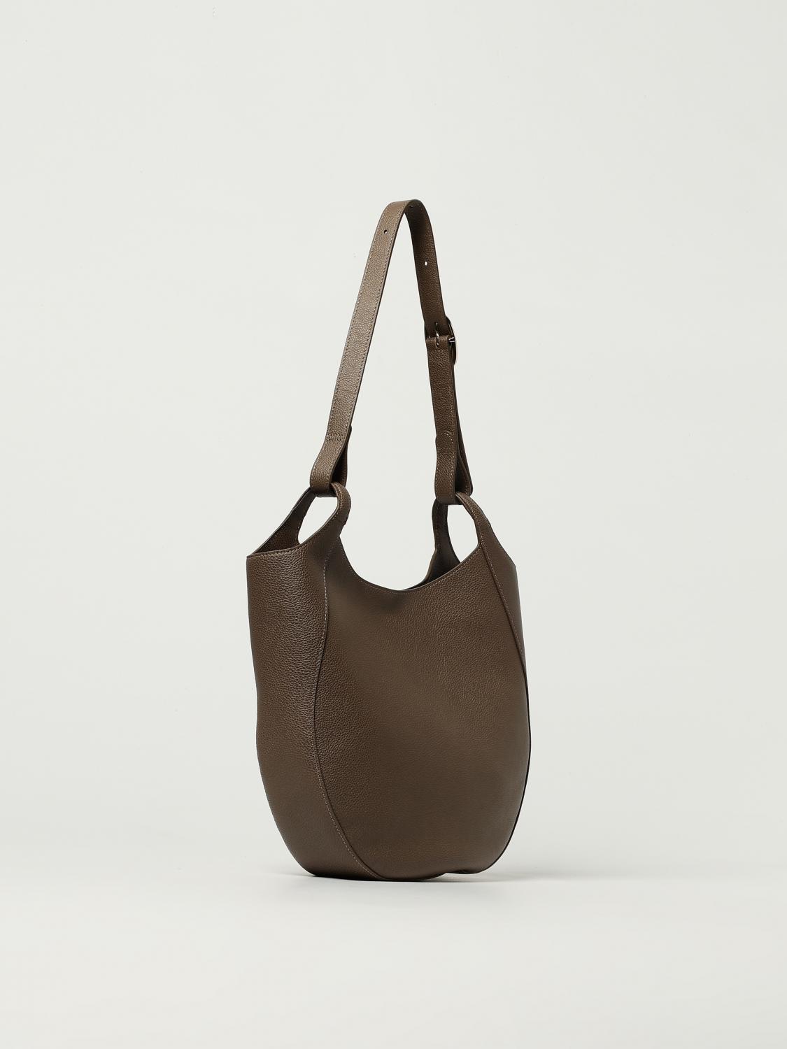 LONGCHAMP BORSA A SPALLA: Borsa Shopping bag L Le Foulonné Longchamp in pelle a grana , Tortora - Img 2