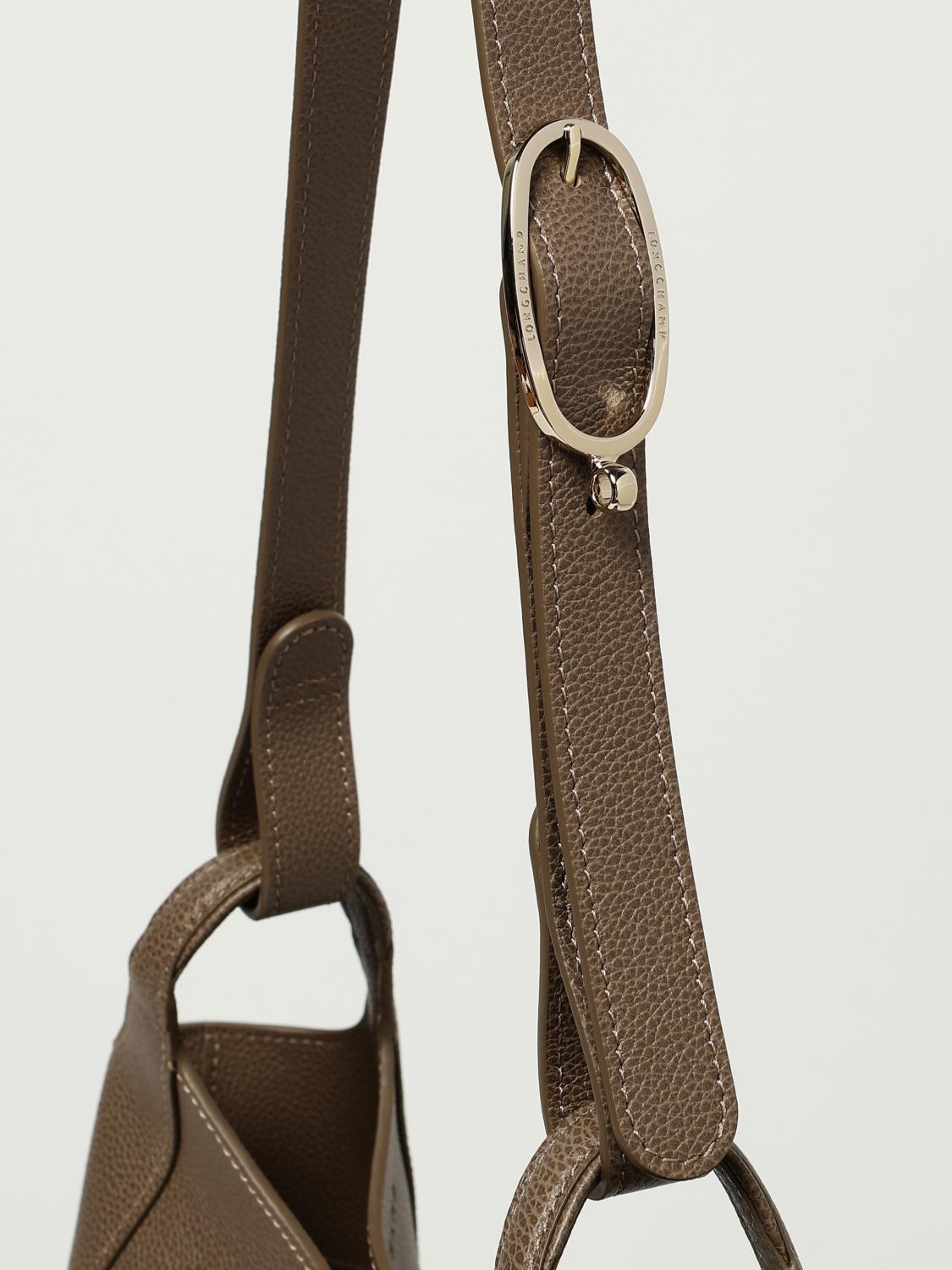 LONGCHAMP BORSA A SPALLA: Borsa Shopping bag L Le Foulonné Longchamp in pelle a grana , Tortora - Img 3