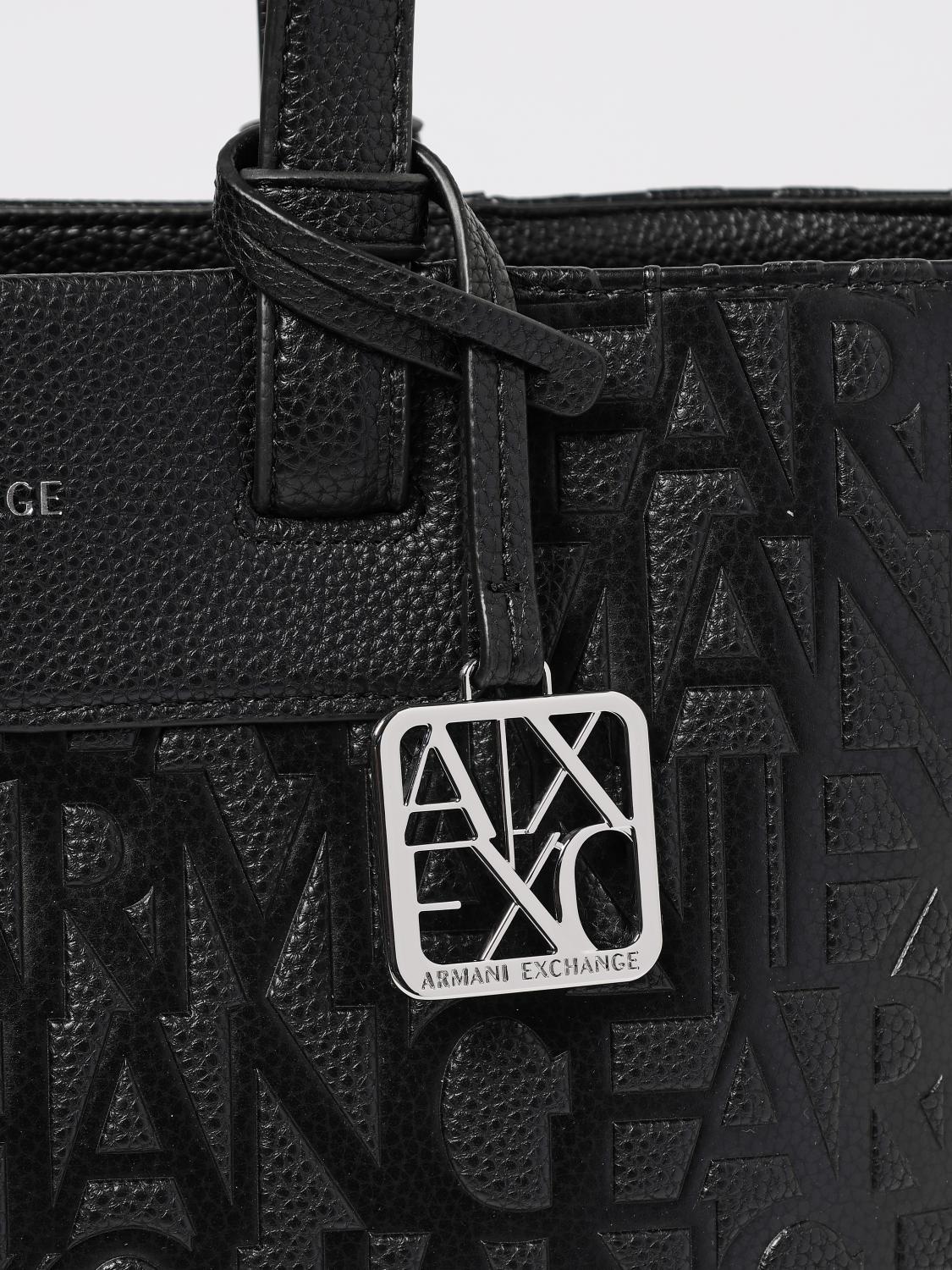 Armani Exchange Logo Shopping Shoulder Bag - Black