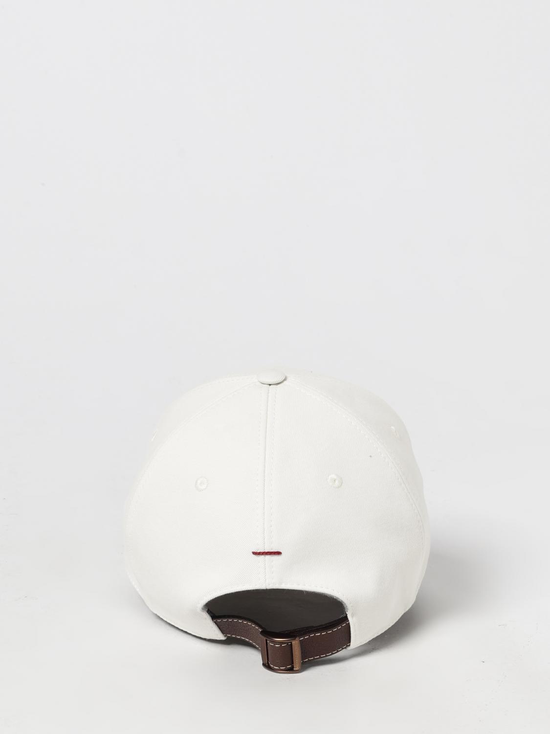 BRUNELLO CUCINELLI CHAPEAU: Chapeau Brunello Cucinelli en coton avec logo brodé, Blanc - Img 3