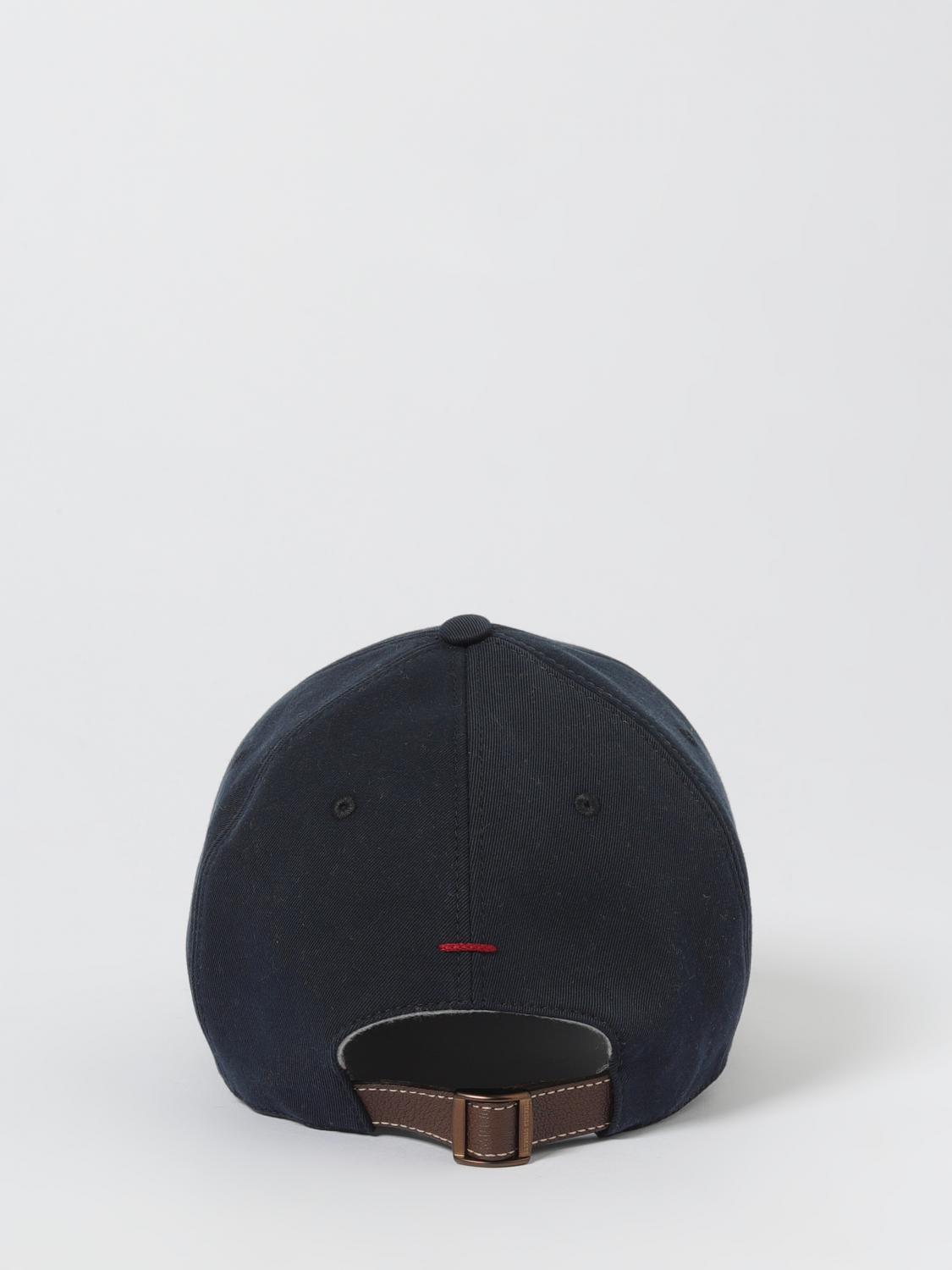 BRUNELLO CUCINELLI CAPPELLO: Cappello Brunello Cucinelli in cotone con logo ricamato , Blue - Img 3
