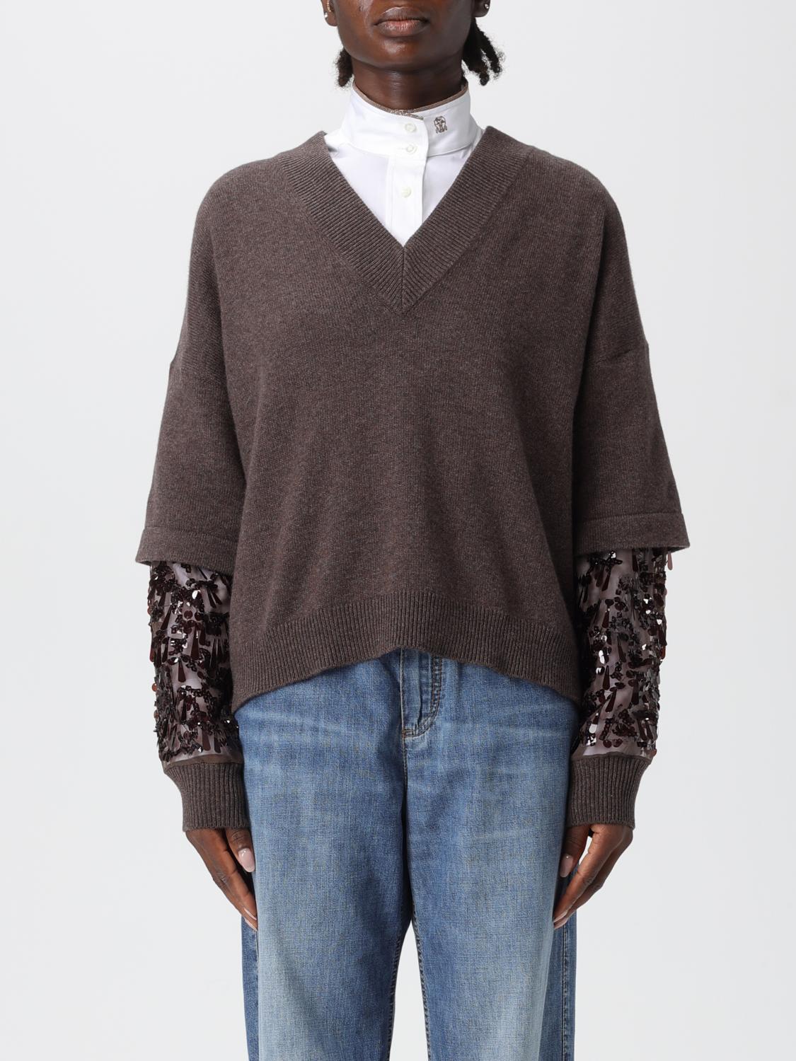 BRUNELLO CUCINELLI JERSEY: Jersey mujer Brunello Cucinelli, Marrón Oscuro - Img 1