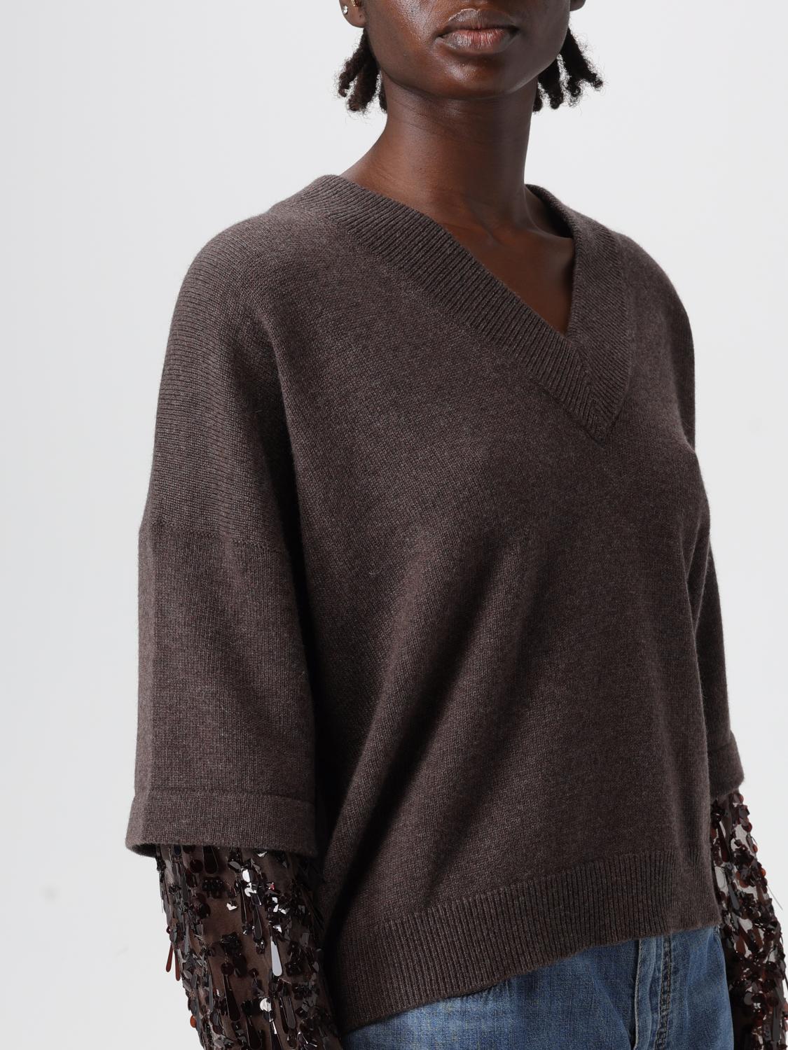 BRUNELLO CUCINELLI JERSEY: Jersey mujer Brunello Cucinelli, Marrón Oscuro - Img 5