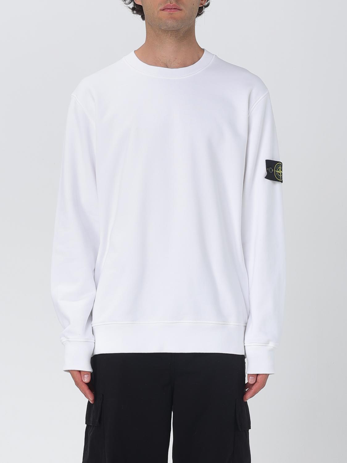 STONE ISLAND FELPA: Felpa a girocollo basic in cotone Stone Island, Bianco - Img 1