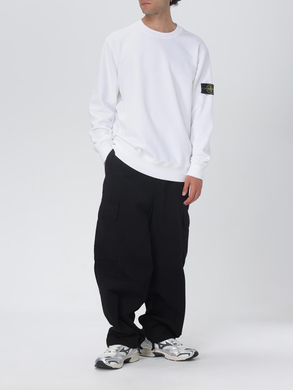STONE ISLAND FELPA: Felpa a girocollo basic in cotone Stone Island, Bianco - Img 2