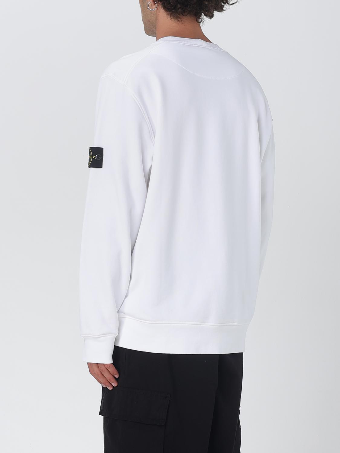 STONE ISLAND FELPA: Felpa a girocollo basic in cotone Stone Island, Bianco - Img 3