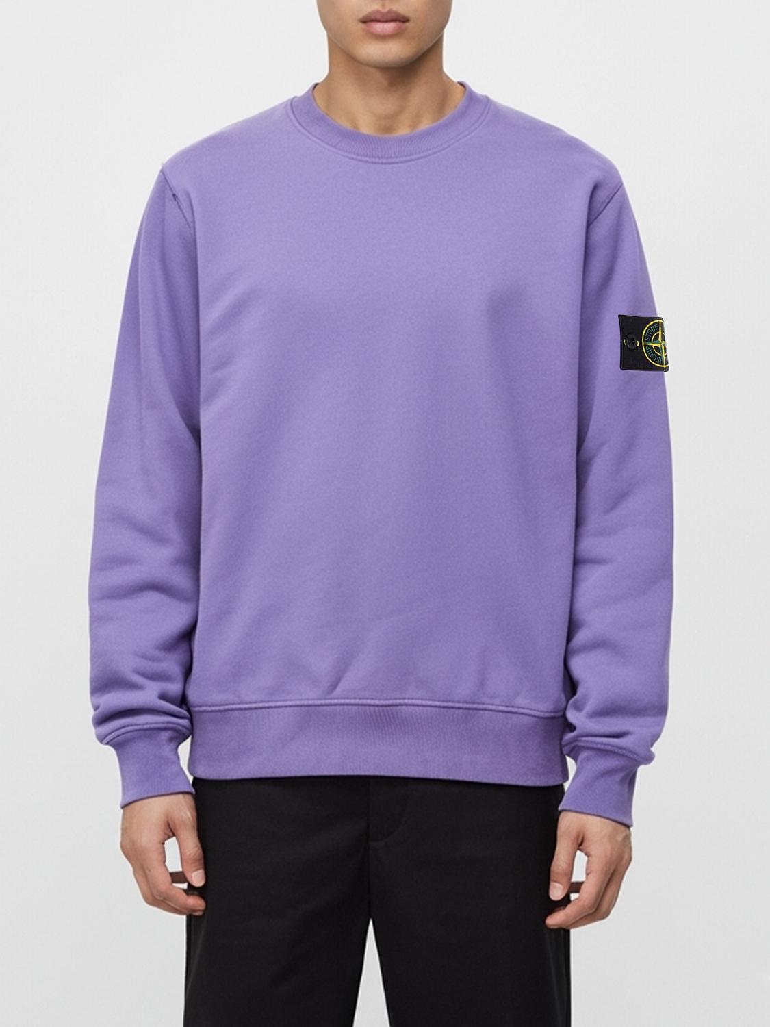 STONE ISLAND FELPA: Felpa a girocollo basic in cotone Stone Island, Viola - Img 1