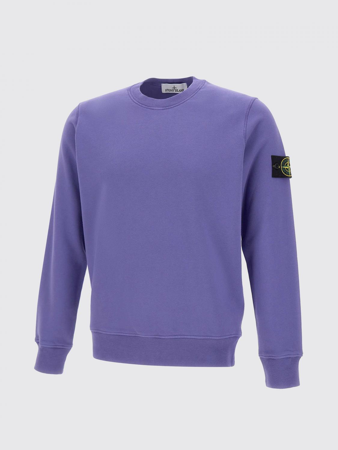 STONE ISLAND FELPA: Felpa a girocollo basic in cotone Stone Island, Viola - Img 2