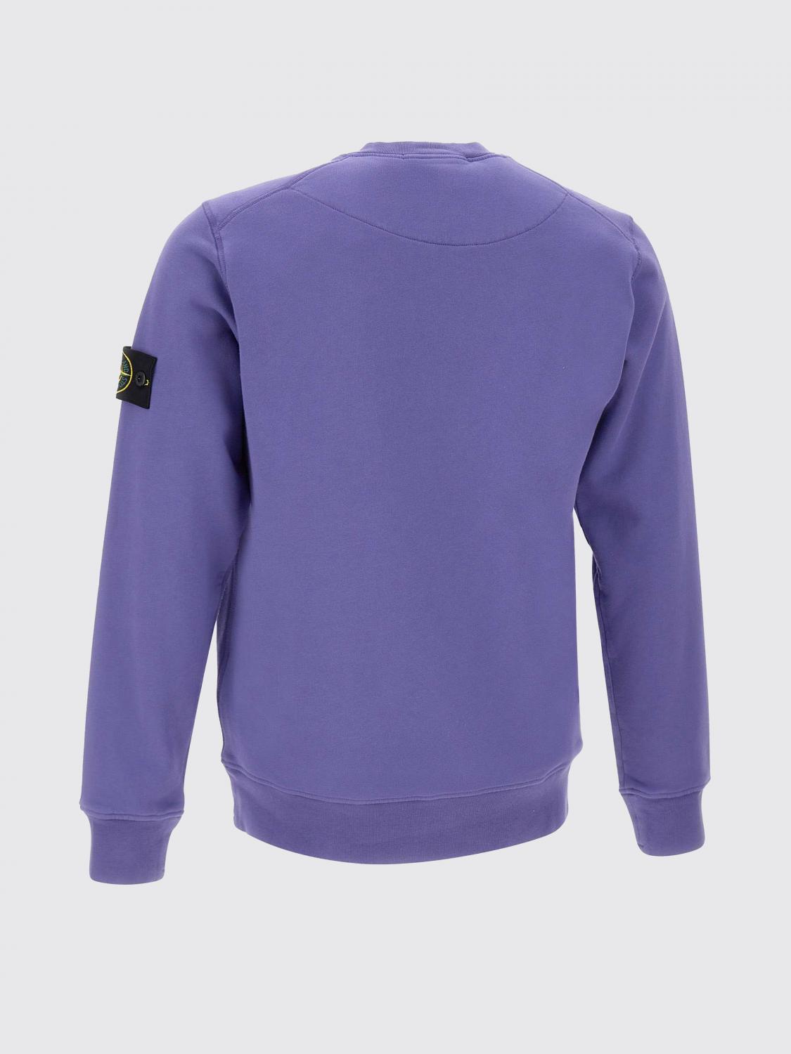STONE ISLAND FELPA: Felpa a girocollo basic in cotone Stone Island, Viola - Img 3