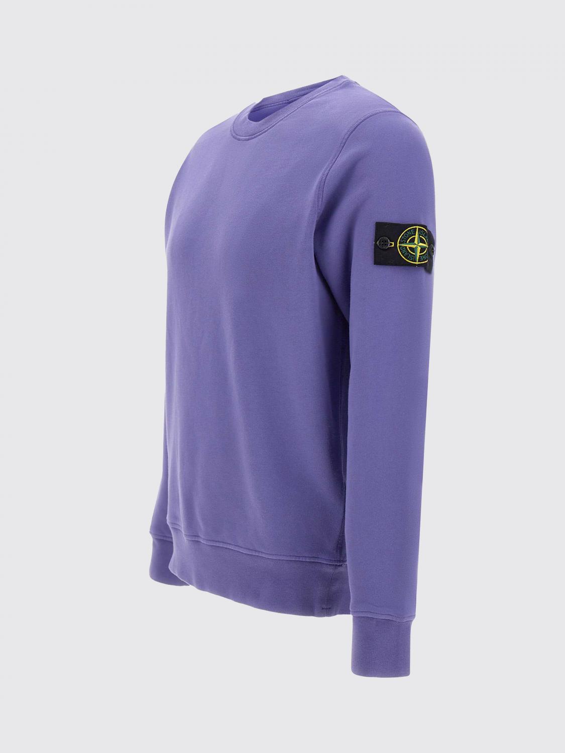 STONE ISLAND FELPA: Felpa a girocollo basic in cotone Stone Island, Viola - Img 4