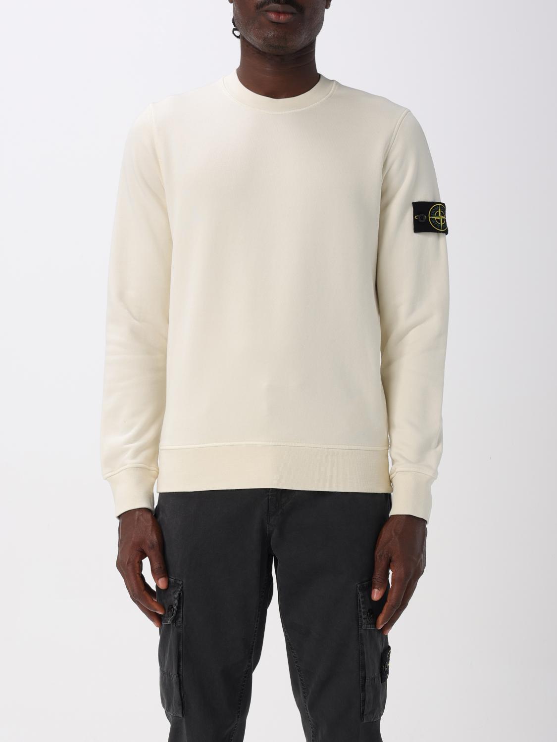 STONE ISLAND FELPA: Felpa a girocollo basic in cotone Stone Island, Avorio - Img 1