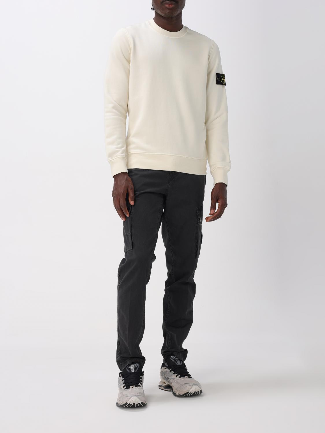 STONE ISLAND FELPA: Felpa a girocollo basic in cotone Stone Island, Avorio - Img 2