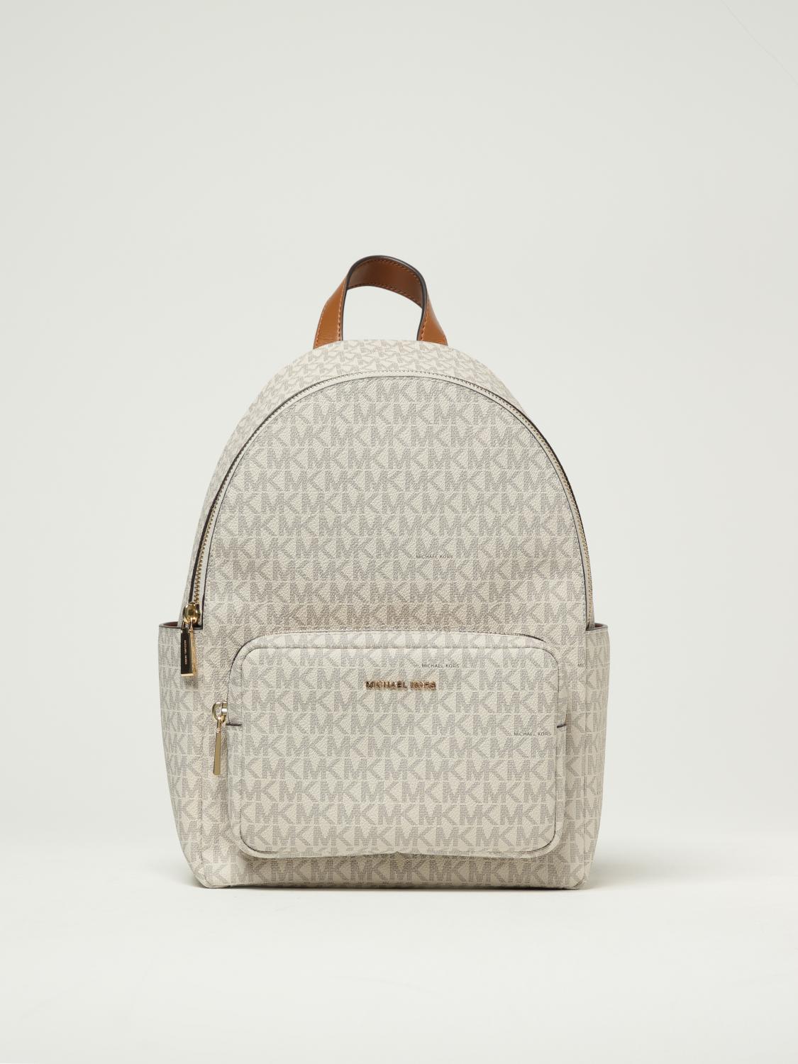 MICHAEL KORS ZAINO: Zaino Tanner Medium MK Michael Kors in cotone spalmato, Avorio - Img 1