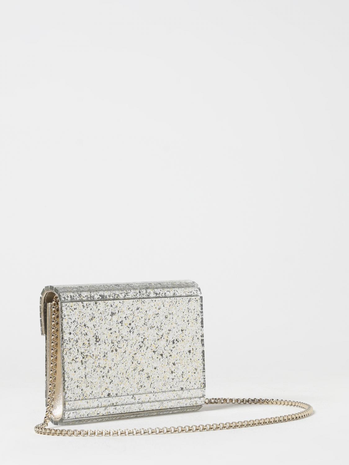 JIMMY CHOO CLUTCH: Clutch Candy in acrilico glitter Jimmy Choo, Champagne - Img 2