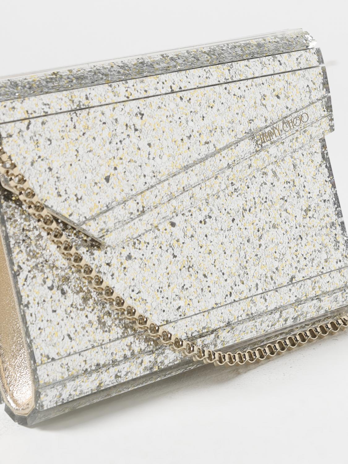 JIMMY CHOO CLUTCH: Clutch Candy in acrilico glitter Jimmy Choo, Champagne - Img 3