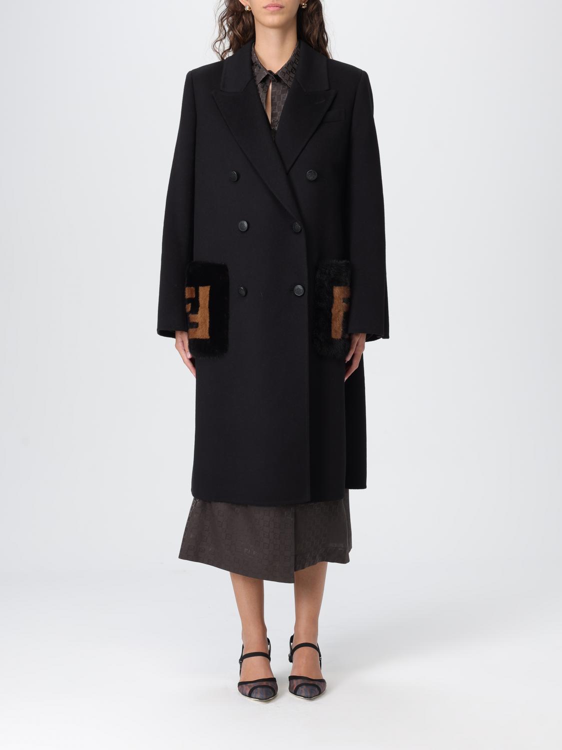 Fendi Coat woman - Black | FF8948W1D | GIGLIO.COM